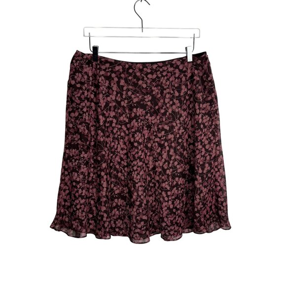 VTG‎ Liz & Co. Cottagecore Whimsigoth Brown Floral Vines A-Line Skirt Size 14 - Picture 8 of 8